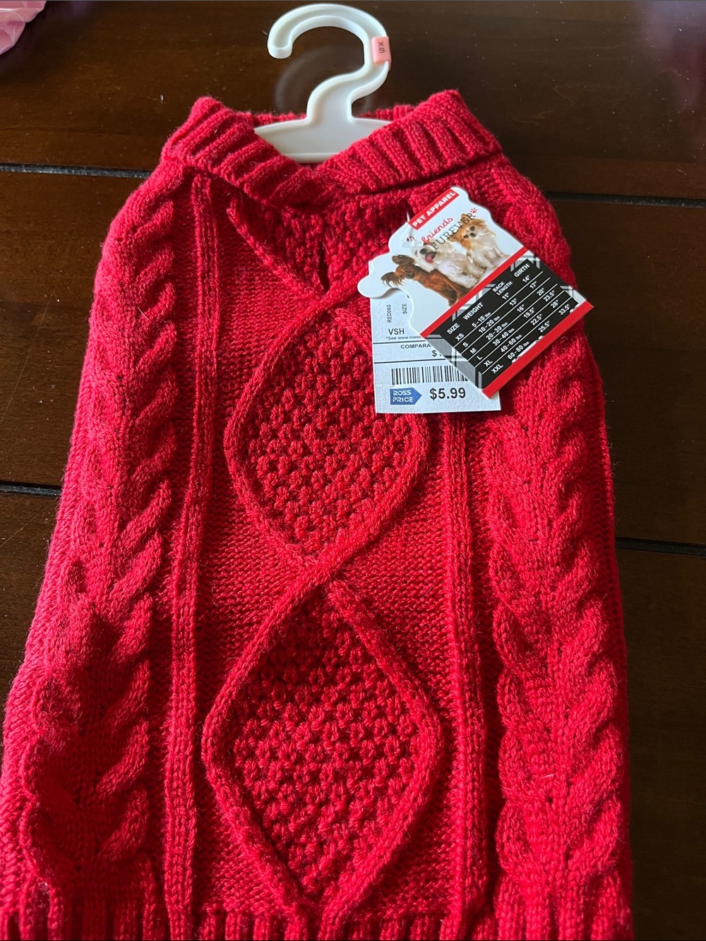 Red Cable-Knit Dog Sweater
